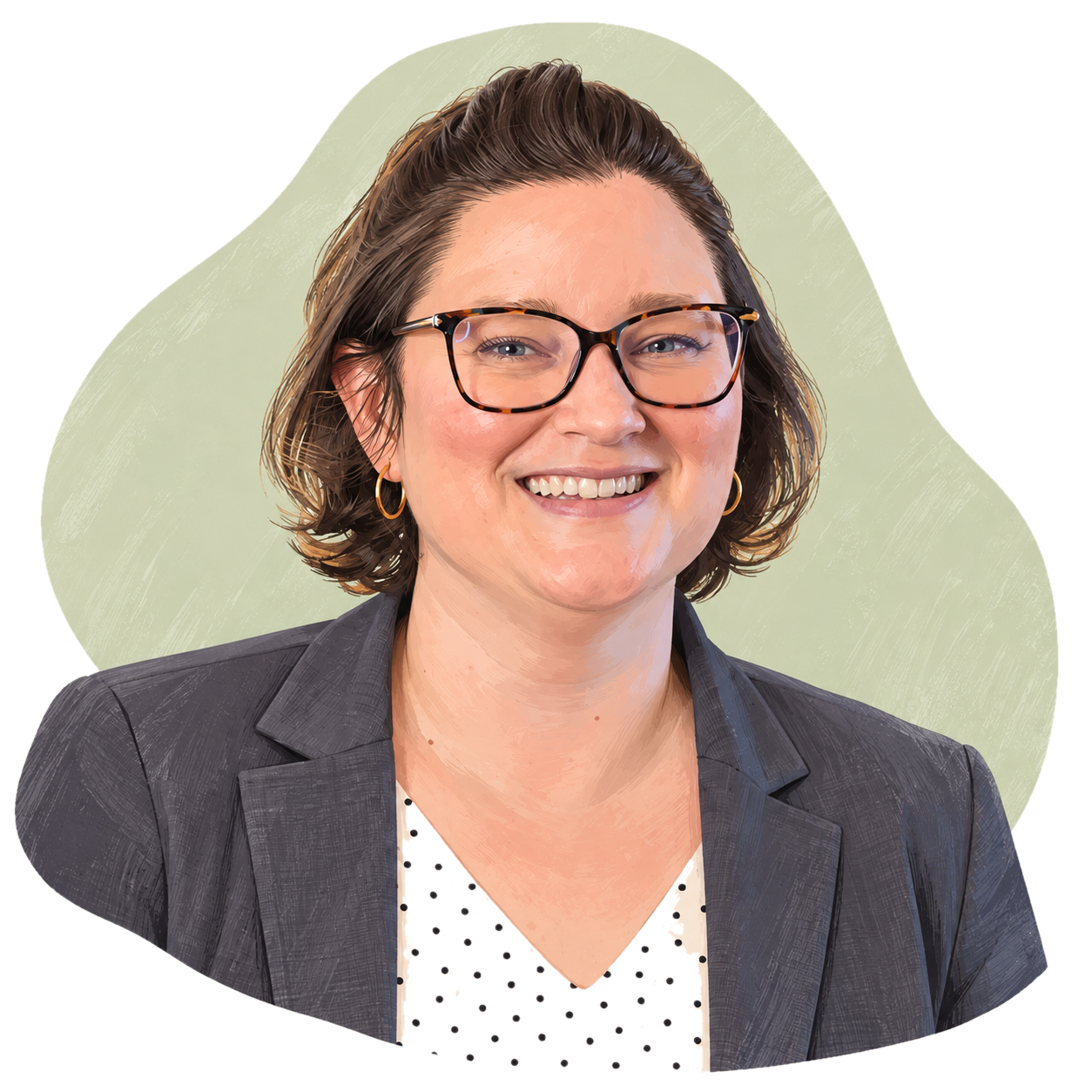 Illustrated portrait of board member Laura